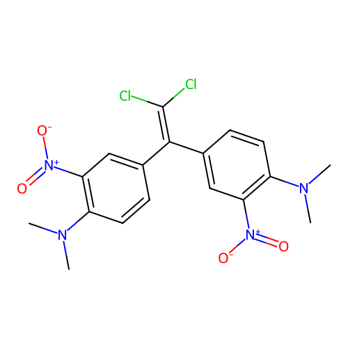 4,4'-(2,2-dichloroethene-1,1-diyl)bis(N,N-dimethyl-2-nitroaniline) structure
