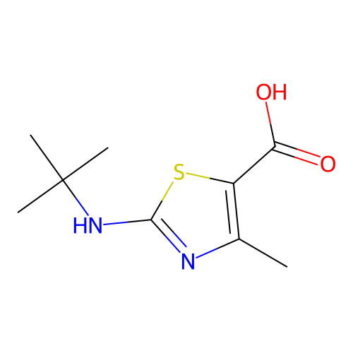 2-t-Butylamino-4-methyl-thiazole-5-carboxylic acid structure