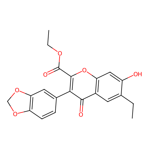 ethyl 3-(benzo[d][1,3]dioxol-5-yl)-6-ethyl-7-hydroxy-4-oxo-4H-chromene-2-carboxylate structure
