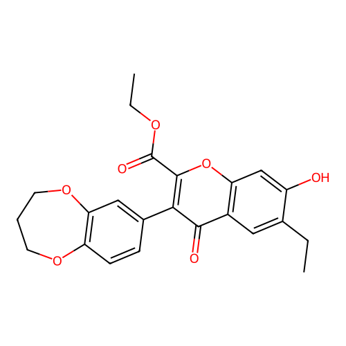 ethyl 3-(3,4-dihydro-2H-1,5-benzodioxepin-7-yl)-6-ethyl-7-hydroxy-4-oxo-4H-chromene-2-carboxylate structure