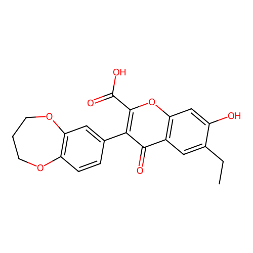 3-(3,4-dihydro-2H-benzo[b][1,4]dioxepin-7-yl)-6-ethyl-7-hydroxy-4-oxo-4H-chromene-2-carboxylic acid structure