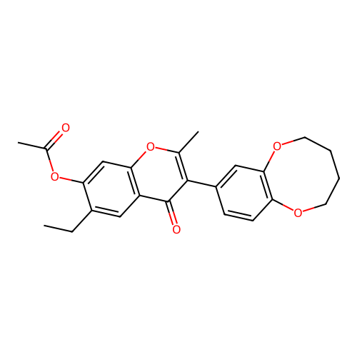 7-acetoxy-3-(1,6-benzodioxocan-8-yl)-6-ethyl-2-methylchromone structure