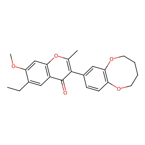 3-(1,6-benzodioxocan-8-yl)-6-ethyl-7-methoxy-2-methylchromone structure