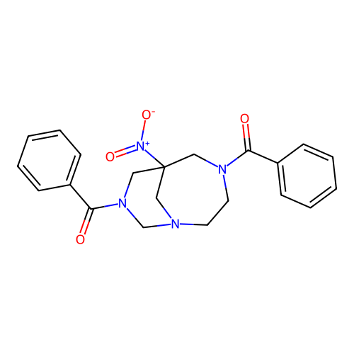 3,8-Dibenzoyl-1-nitro-3,6,8-triazabicyclo[4.3.1]decane structure