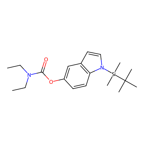 Diethyl-carbamic acid 1-(tert-butyl-dimethyl-silanyl)-1H-indol-5-yl ester structure