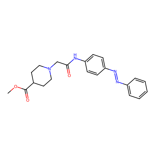 Methyl 1-[(4-phenyldiazenylphenyl)carbamoylmethyl]piperidine-4-carboxylate structure