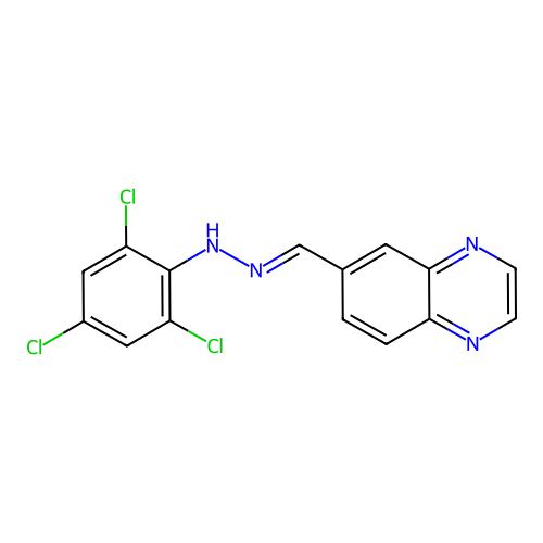 6-{(E)-[2-(2,4,6-trichlorophenyl)hydrazinylidene]methyl}quinoxaline structure