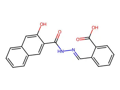 2-[(E)-[(3-hydroxynaphthalene-2-carbonyl)hydrazinylidene]methyl]benzoic acid structure