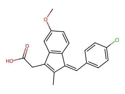 2-[3-[(4-Chlorophenyl)methylidene]-6-methoxy-2-methylinden-1-yl]acetic acid structure