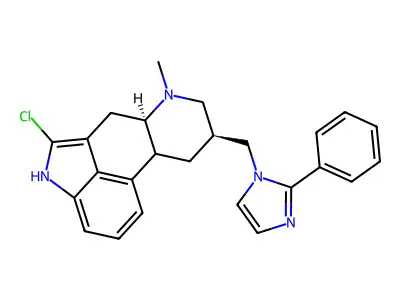 Ergoline, 2-chloro-6-methyl-8-((2-phenyl-1H-imidazol-1-yl)methyl)-, (8-alpha)- structure