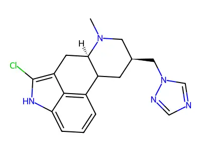 Ergoline, 2-chloro-6-methyl-8-(1H-1,2,4-triazol-1-ylmethyl)-, (8-alpha)- structure