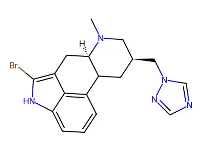 Ergoline, 2-bromo-6-methyl-8-(1H-1,2,4-triazol-1-ylmethyl)-, (8-alpha)- structure