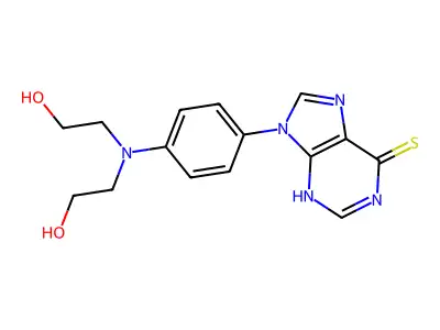 9-[4-[bis(2-hydroxyethyl)amino]phenyl]-3H-purine-6-thione structure