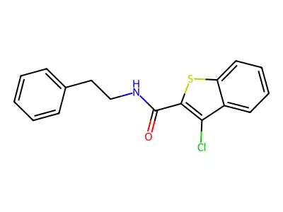 3-chloro-N-(2-phenylethyl)-1-benzothiophene-2-carboxamide structure