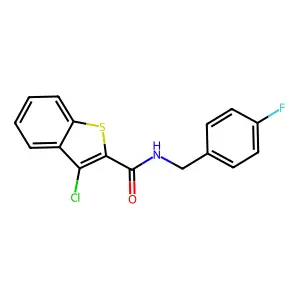 3-chloro-N-[(4-fluorophenyl)methyl]-1-benzothiophene-2-carboxamide structure