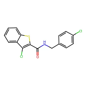 3-chloro-N-(4-chlorobenzyl)-1-benzothiophene-2-carboxamide structure