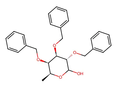 (3S,4R,5R,6S)-3,4,5-Tris(benzyloxy)-6-methyltetrahydro-2H-pyran-2-ol structure