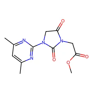 Methyl 2-[3-(4,6-dimethylpyrimidin-2-yl)-2,5-dioxoimidazolidin-1-yl]acetate structure