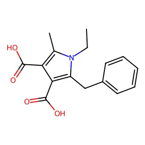 1H-Pyrrole-3,4-dicarboxylic acid, 1-ethyl-2-methyl-5-(phenylmethyl)- structure