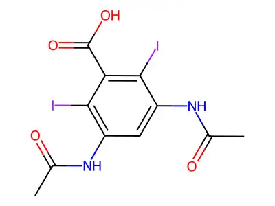 3,5-Bis(acetylamino)-2,6-diiodobenzoic acid structure
