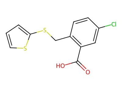 5-Chloro-2-((2-thienylthio)methyl)benzoic acid structure