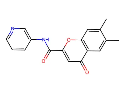 6,7-dimethyl-4-oxo-N-(pyridin-3-yl)-4H-chromene-2-carboxamide structure