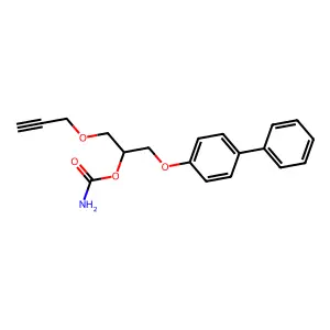 2-Propanol, 1-(p-biphenylyloxy)-3-(2-propynyloxy)-, carbamate structure