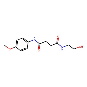 N-(2-hydroxyethyl)-N'-(4-methoxyphenyl)butanediamide structure