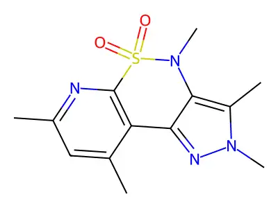 2,4-Dihydro-2,3,4,7,9-pentamethylpyrazolo(4,3-c)pyrido(3,2-e)(1,2)thiazine 5,5-dioxide structure