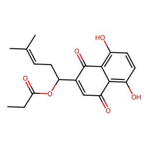 ((1R)-1-(5,8-Dihydroxy-1,4-Dioxonaphthalen-2-Yl)-4-Methylpent-3-Enyl) Propanoate structure