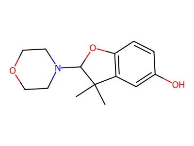 5-Benzofuranol, 2,3-dihydro-3,3-dimethyl-2-(4-morpholinyl)- structure