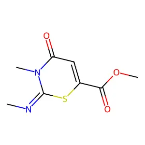 Methyl 3-methyl-2-methylimino-4-oxo-1,3-thiazine-6-carboxylate structure