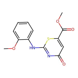 methyl 2-(2-methoxyanilino)-4-oxo-1,3-thiazine-6-carboxylate structure