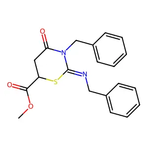 Methyl 3-benzyl-2-benzylimino-4-oxo-1,3-thiazinane-6-carboxylate structure