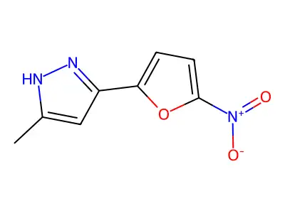 Pyrazole, 5-methyl-3-(5-nitro-2-furyl)- structure