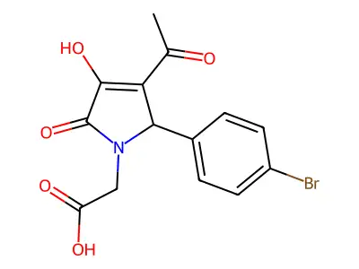 2-[3-acetyl-2-(4-bromophenyl)-4-hydroxy-5-oxo-2H-pyrrol-1-yl]acetic acid structure