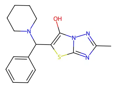 2-Methyl-5-(phenyl(piperidin-1-yl)methyl)thiazolo[3,2-b][1,2,4]triazol-6-ol structure
