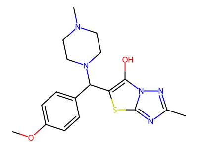 5-[(4-methoxyphenyl)(4-methylpiperazin-1-yl)methyl]-2-methyl-[1,2,4]triazolo[3,2-b][1,3]thiazol-6-ol structure