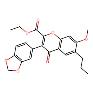 ethyl 3-(1,3-benzodioxol-5-yl)-7-methoxy-4-oxo-6-propyl-4H-chromene-2-carboxylate structure