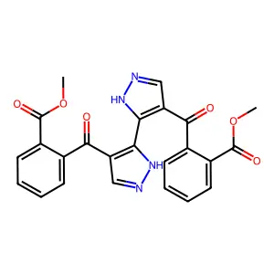 Benzoic acid, 2,2'-([3,3'-bipyrazole]-4,4'-diyldicarbonyl)di-, dimethyl ester structure