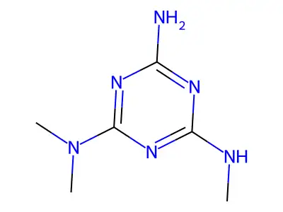 2-Dimethylamino-4-methylamino-6-amino-1,3,5-triazine structure