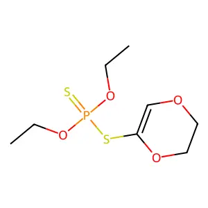 Phosphorodithioic acid, O,O-diethyl S-(5,6-dihydro-1,4-dioxin-2-yl) ester structure
