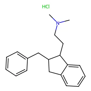 2-Benzyl-1-(2-dimethylaminoethyl)indane hydrochloride structure