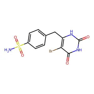4-[(5-bromo-2,4-dioxo-1H-pyrimidin-6-yl)methyl]benzenesulfonamide structure