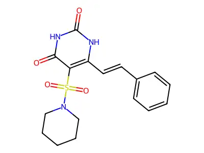 6-(2-phenylethenyl)-5-piperidin-1-ylsulfonyl-1H-pyrimidine-2,4-dione structure