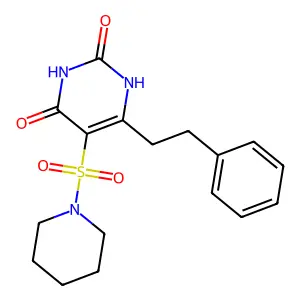 6-(2-phenylethyl)-5-piperidin-1-ylsulfonyl-1H-pyrimidine-2,4-dione structure