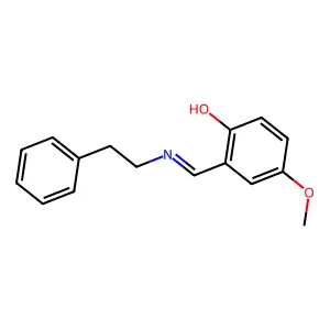 (E)-4-methoxy-2-((phenethylimino)methyl)phenol structure
