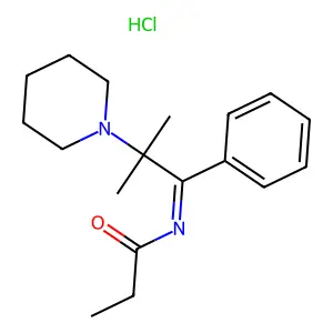 N-(alpha-(1-Methyl-1-piperidino-1-ethyl)benzylidene)propionamide monohydrochloride structure