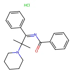 N-(alpha-(1-Methyl-1-piperidinoethyl)benzilidene)benzamide monohydrochloride structure