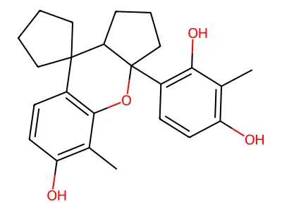 4-(6-hydroxy-5-methyl-1,2,3,9a-tetrahydro-3aH-spiro[cyclopenta[b]chromene-9,1'-cyclopentan]-3a-yl)-2-methylbenzene-1,3-diol structure